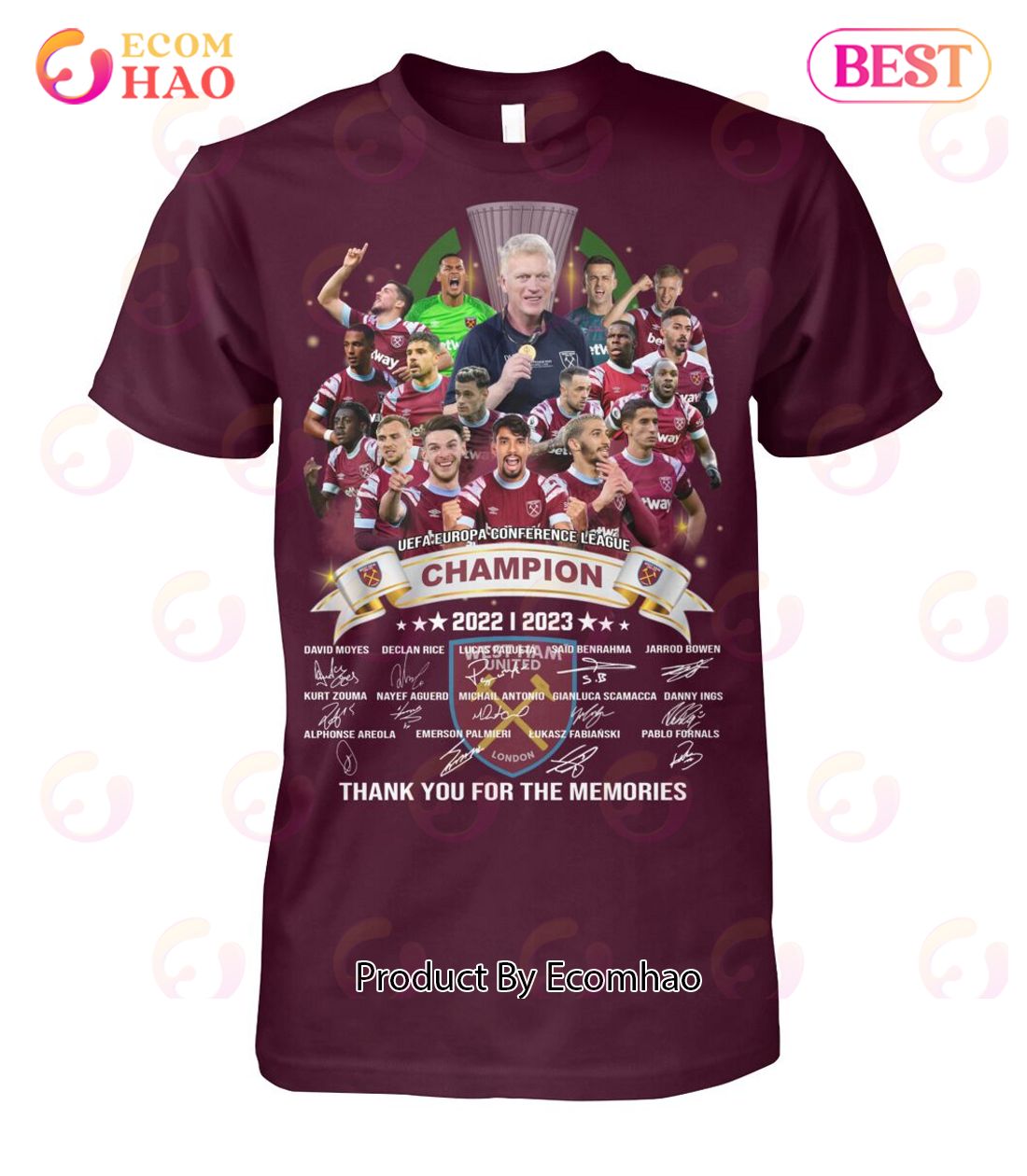 West Ham UEFA Europa Conference League Champion 2022 – 2023 Thank You For The Memories T-Shirt