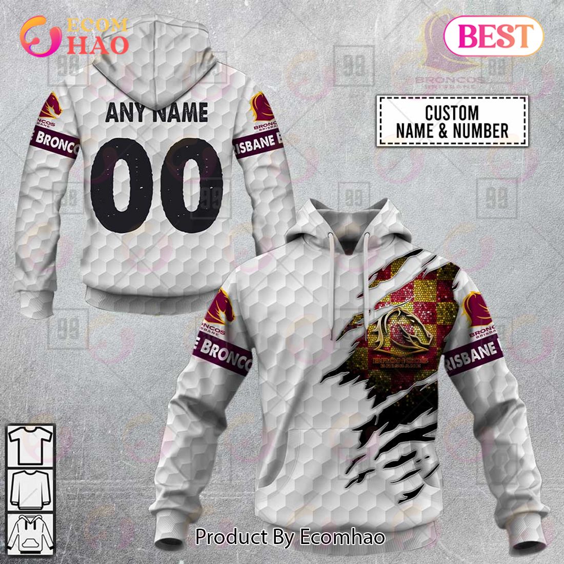 Personalized NRL Brisbane Broncos Golf 3D Hoodie