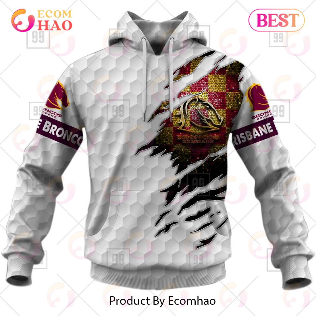 Personalized NRL Brisbane Broncos Golf 3D Hoodie