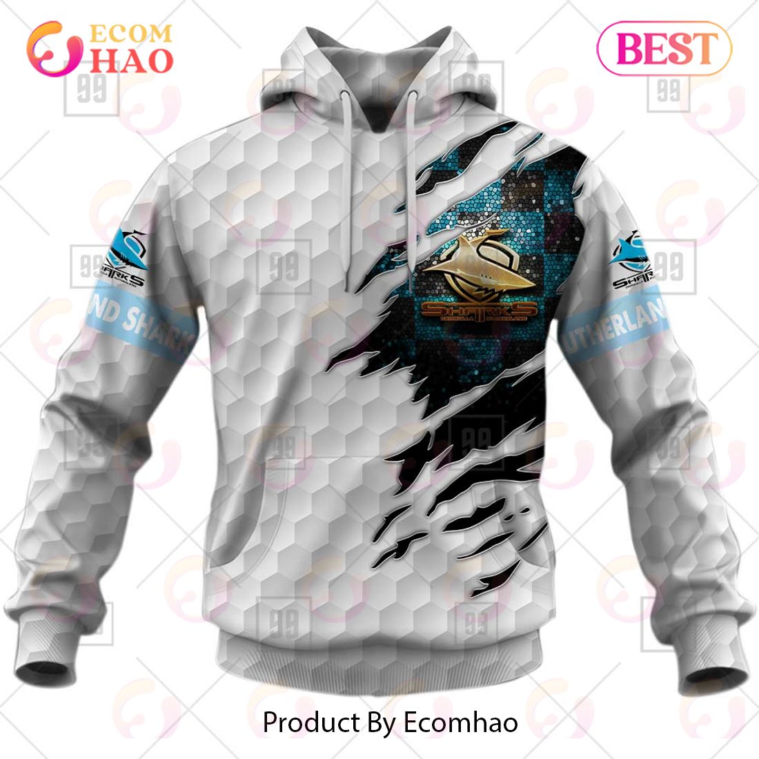 Personalized NRL Cronulla Sutherland Sharks Golf 3D Hoodie