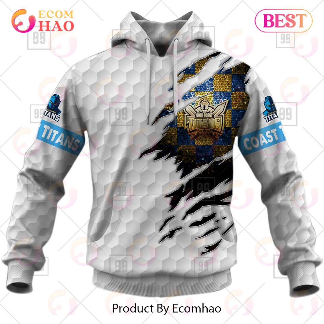 Personalized NRL Gold Coast Titans Golf 3D Hoodie