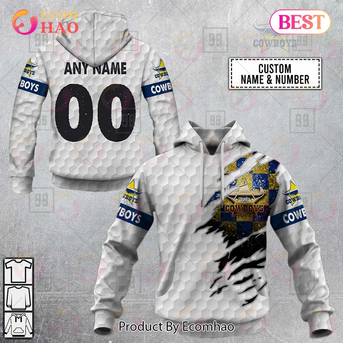 Personalized NRL North Queensland Cowboys Golf 3D Hoodie