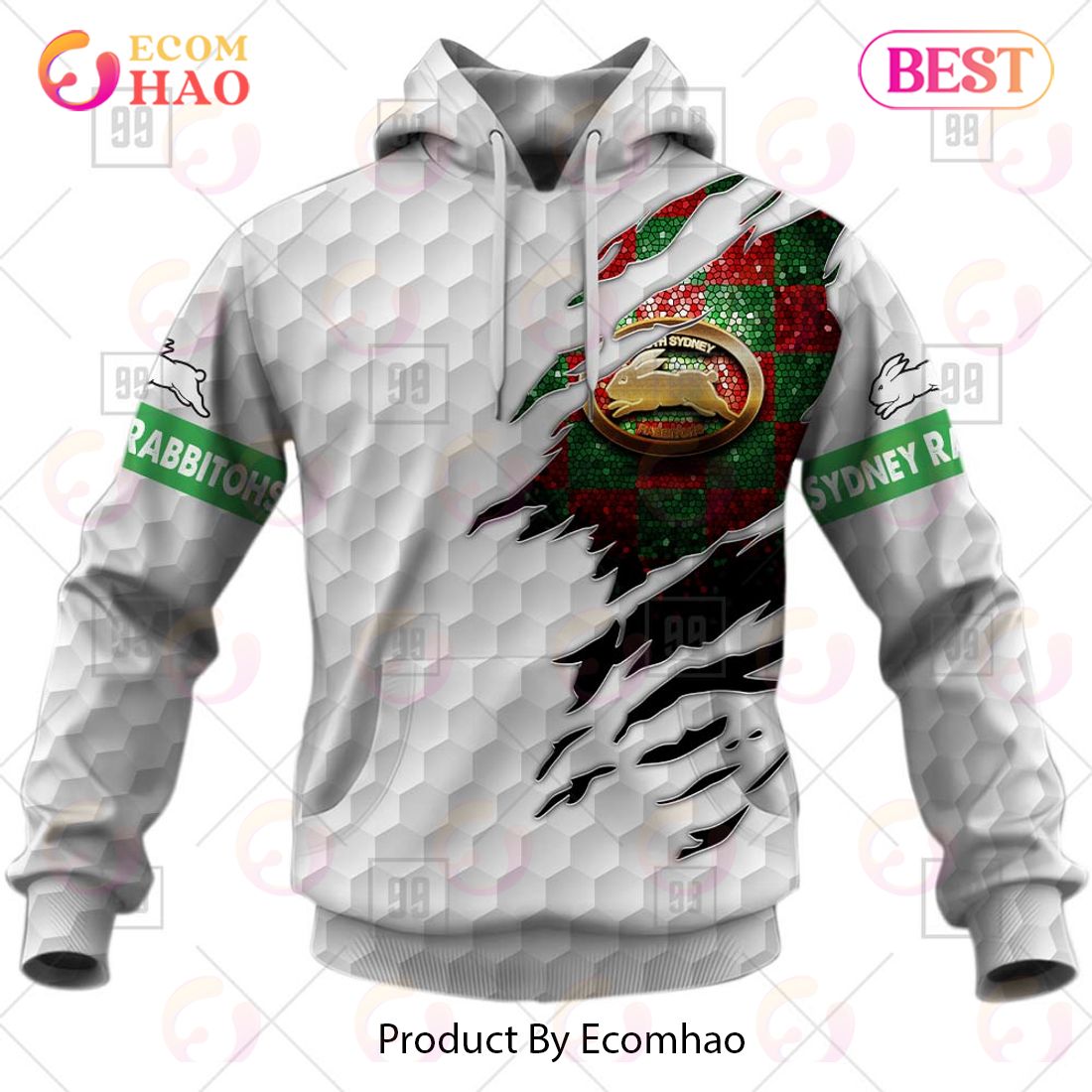 Personalized NRL South Sydney Rabbitohs Golf 3D Hoodie