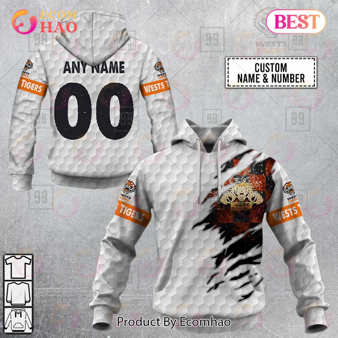 Personalized NRL Wests Tigers Golf 3D Hoodie