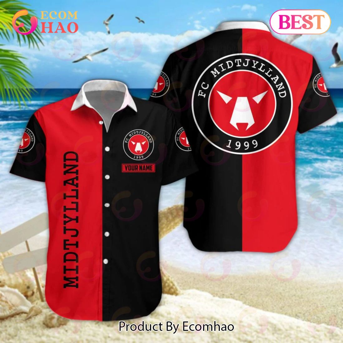 Superliga FC Midtjylland Hawaiian Shirt And Shorts