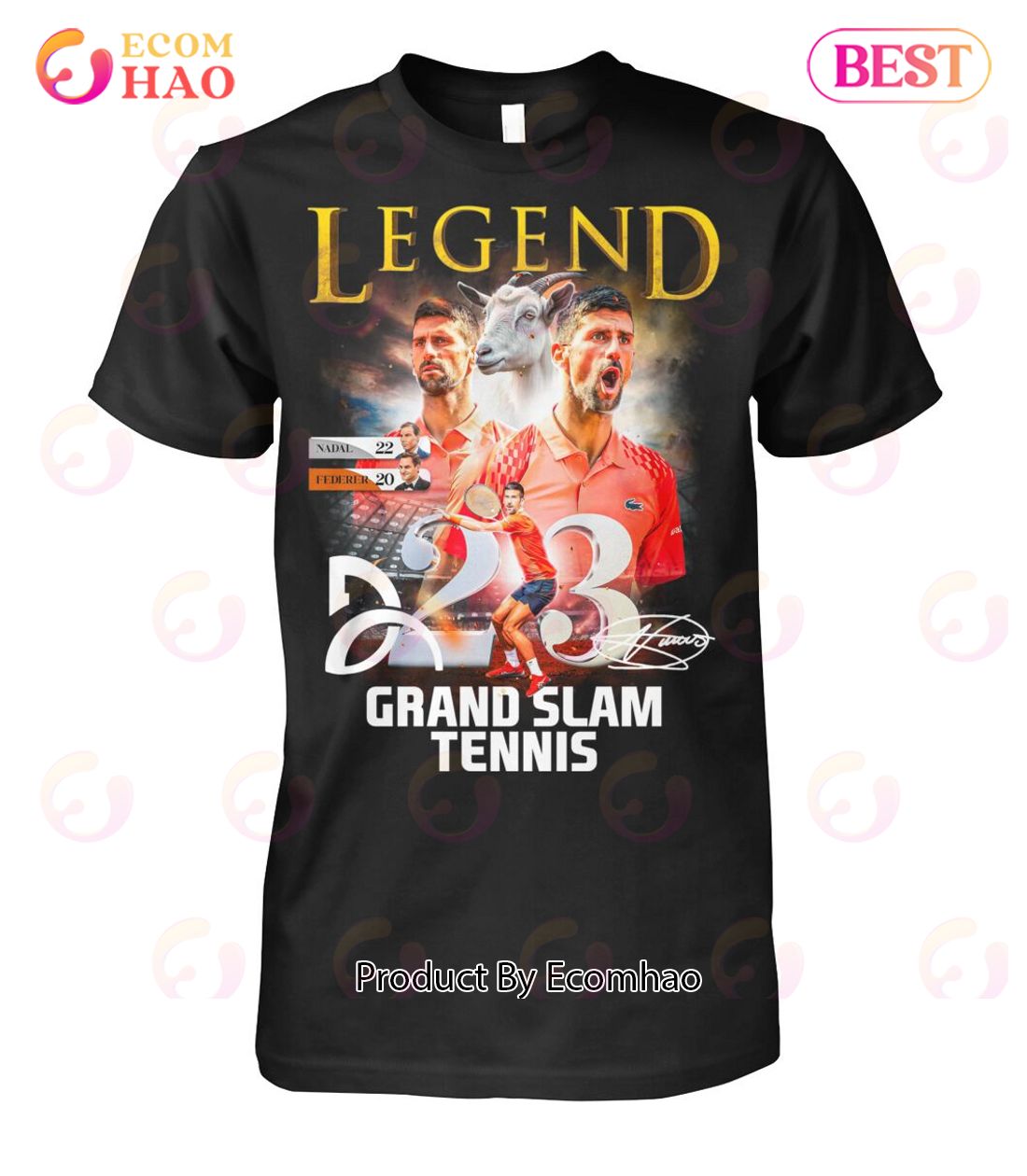 Legend Grand Slam Tennis Novak Djokovic T-Shirt