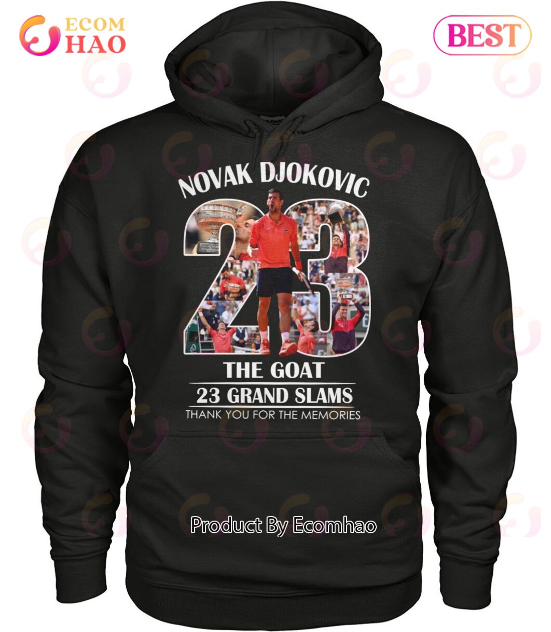 Novak Djokovic The Goat 23 Grand Slams Thank You For The Memories T-Shirt