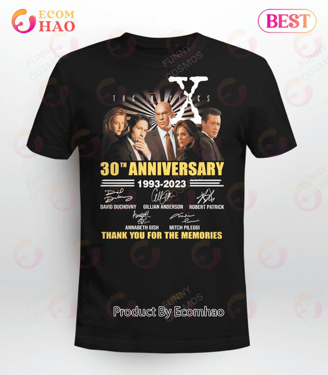 Vintage The X-Files Movie 30th Anniversary 1993 – 2023 Thank You For The Memories T-Shirt