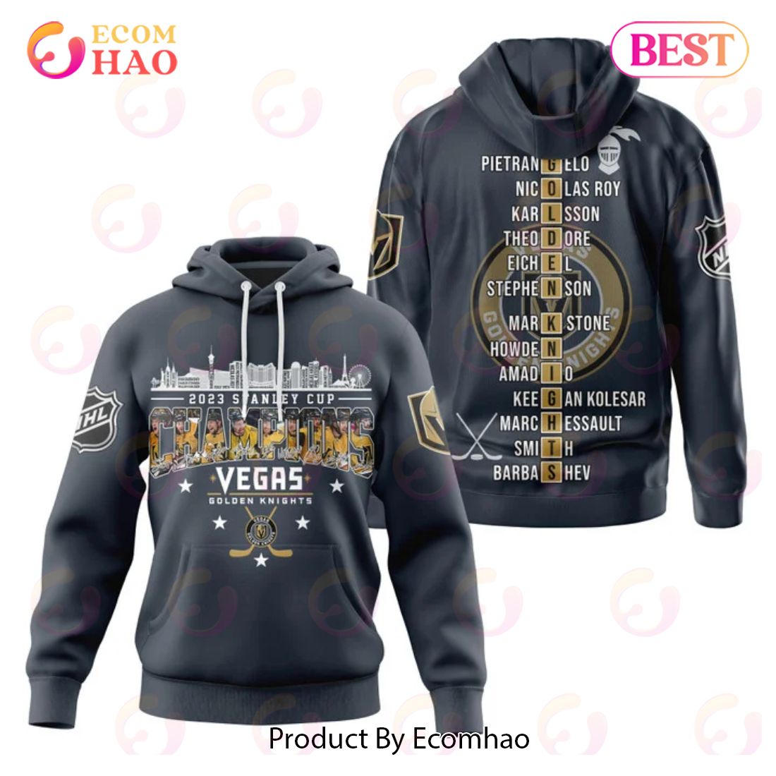 NHL Vegas Golden Knights Stanley Cup Champions 2023 Black 3D Hoodie