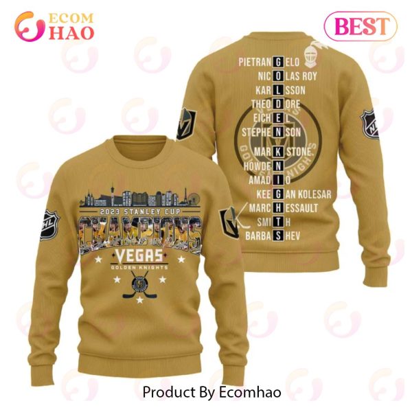 NHL Vegas Golden Knights Stanley Cup Champions 2023 Gold 3D Hoodie