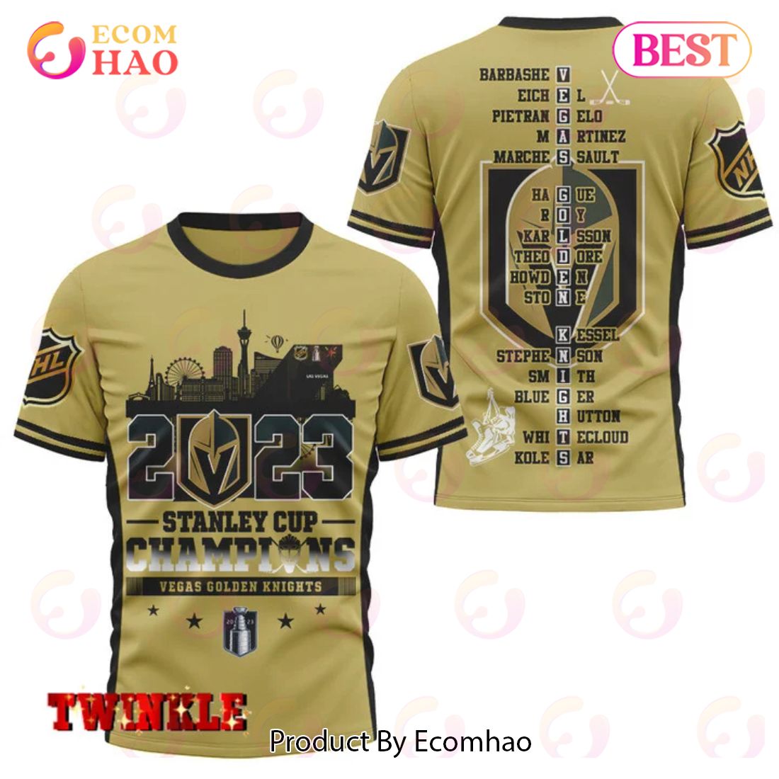 NHL Vegas Golden Knights Stanley Cup Champions 2023 Gold T-Shirt