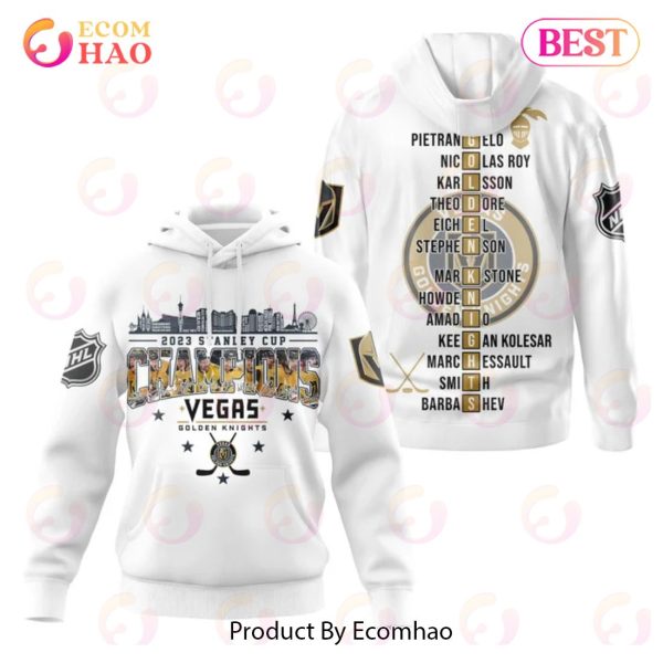 NHL Vegas Golden Knights Stanley Cup Champions 2023 White 3D Hoodie