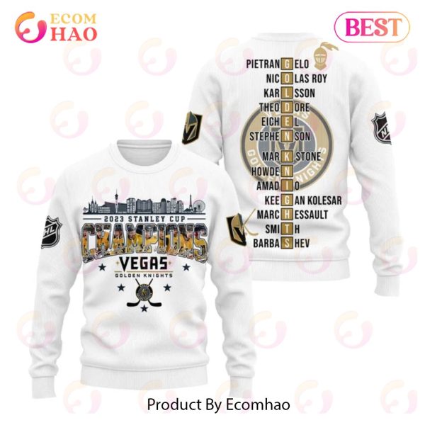 NHL Vegas Golden Knights Stanley Cup Champions 2023 White 3D Hoodie