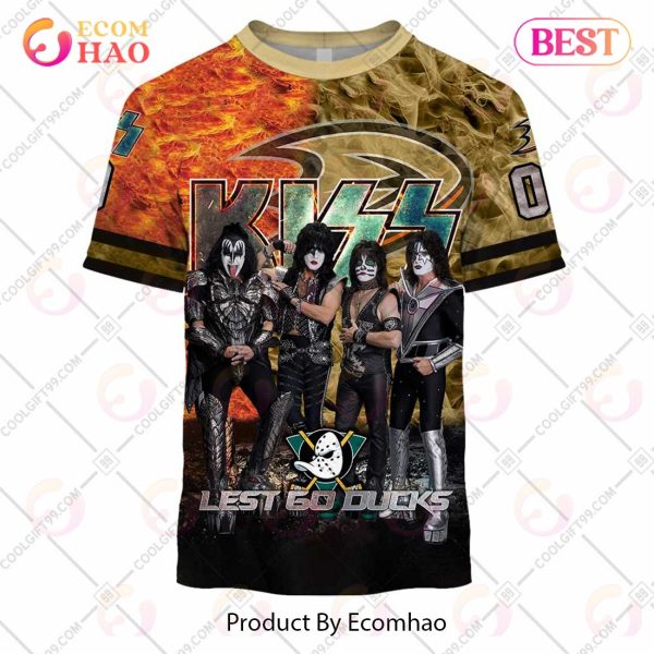 Personalized NHL Anaheim Ducks Special Design With Kiss Band Hoodie All Over Print