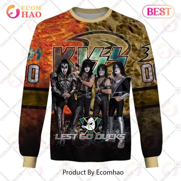 Personalized NHL Anaheim Ducks Special Design With Kiss Band Hoodie All Over Print