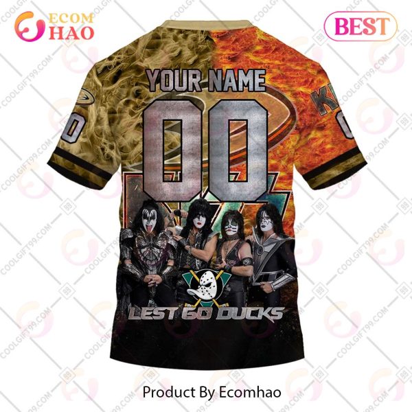 Personalized NHL Anaheim Ducks Special Design With Kiss Band Hoodie All Over Print