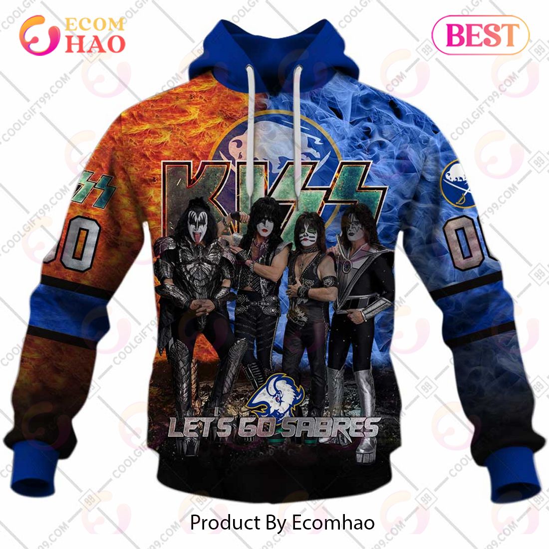 Personalized NHL Buffalo Sabres Special Design With Kiss Band Hoodie All Over Print