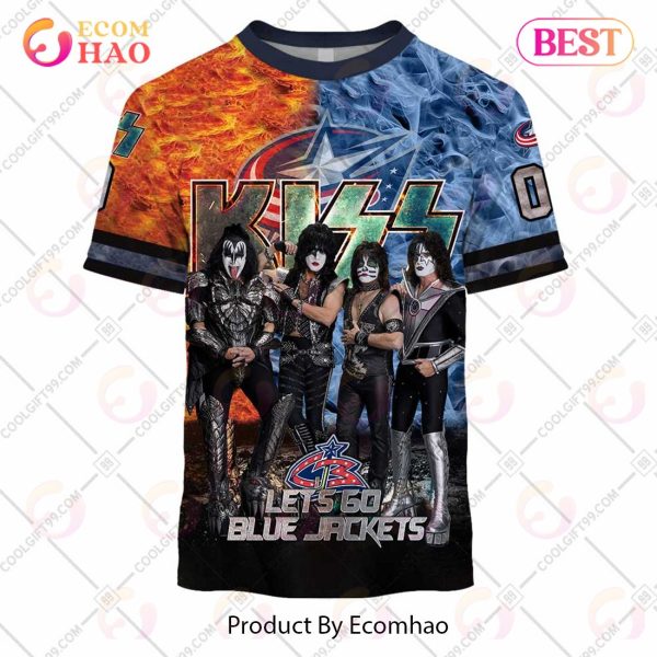 Personalized NHL Columbus Blue Jackets Special Design With Kiss Band Hoodie All Over Print