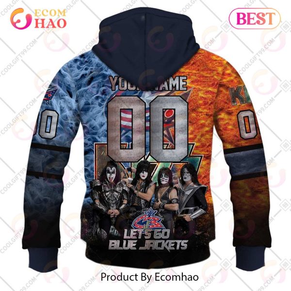 Personalized NHL Columbus Blue Jackets Special Design With Kiss Band Hoodie All Over Print