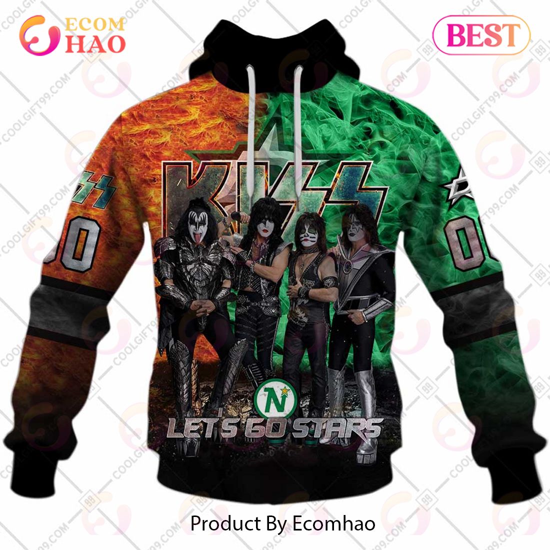 Personalized NHL Dallas Stars Special Design With Kiss Band Hoodie All Over Print