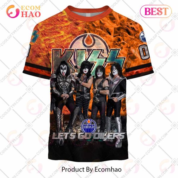Personalized NHL Edmonton Oilers Special Design With Kiss Band Hoodie All Over Print