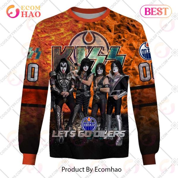 Personalized NHL Edmonton Oilers Special Design With Kiss Band Hoodie All Over Print