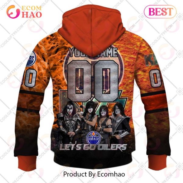 Personalized NHL Edmonton Oilers Special Design With Kiss Band Hoodie All Over Print