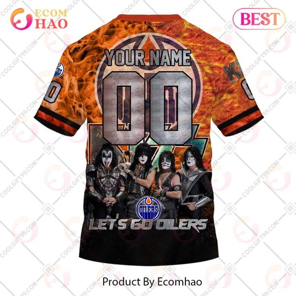 Personalized NHL Edmonton Oilers Special Design With Kiss Band Hoodie All Over Print