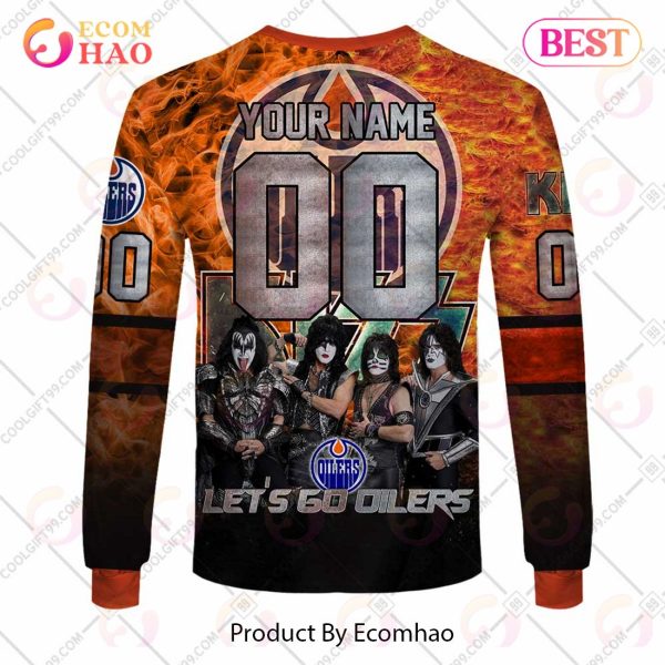 Personalized NHL Edmonton Oilers Special Design With Kiss Band Hoodie All Over Print