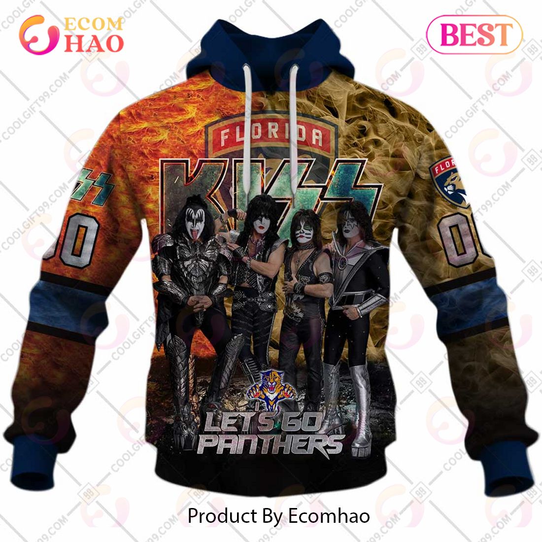 Personalized NHL Florida Panthers Special Design With Kiss Band Hoodie All Over Print