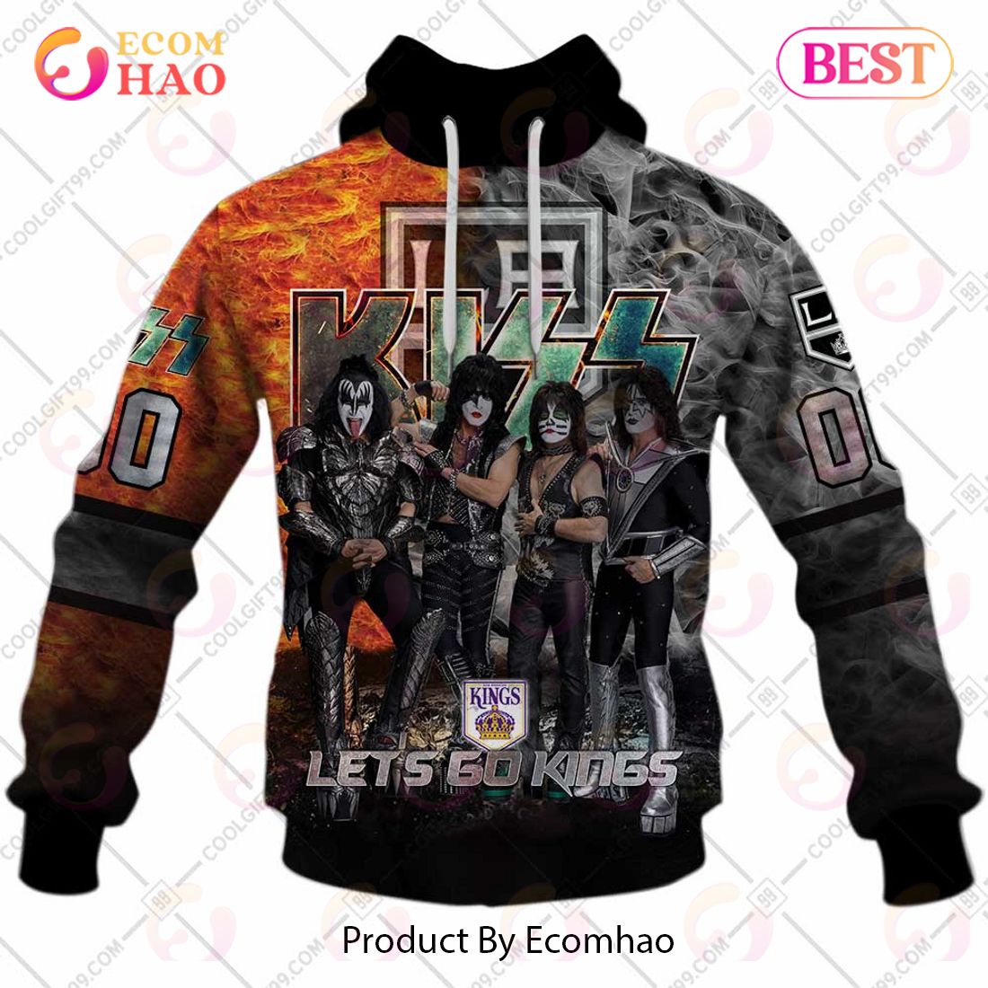 Personalized NHL Los Angeles Kings Special Design With Kiss Band Hoodie All Over Print