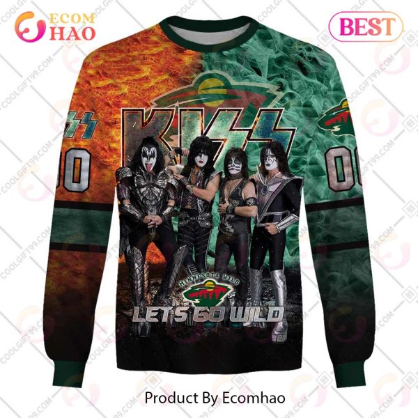 Personalized NHL Minnesota Wild Special Design With Kiss Band Hoodie All Over Print