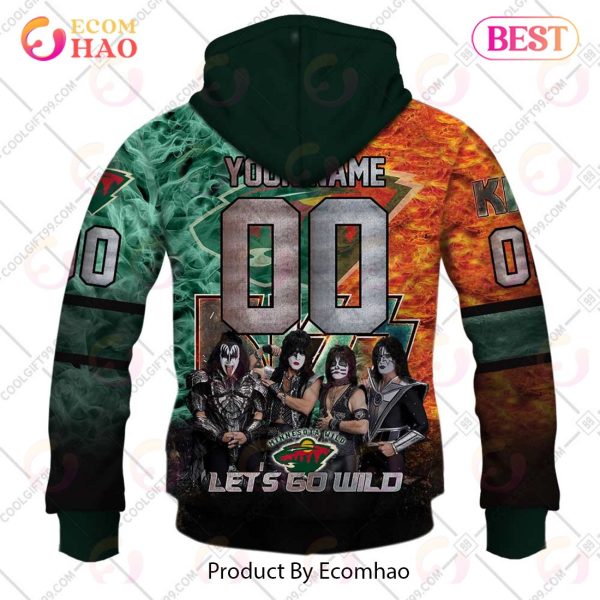 Personalized NHL Minnesota Wild Special Design With Kiss Band Hoodie All Over Print