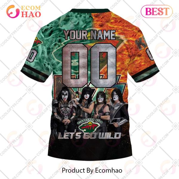 Personalized NHL Minnesota Wild Special Design With Kiss Band Hoodie All Over Print
