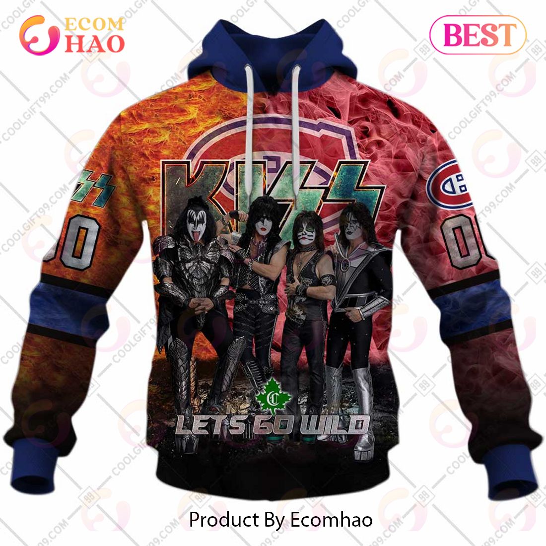 Personalized NHL Montreal Canadiens Special Design With Kiss Band Hoodie All Over Print