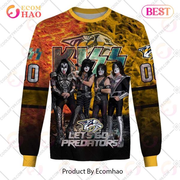 Personalized NHL Nashville Predators Special Design With Kiss Band Hoodie All Over Print