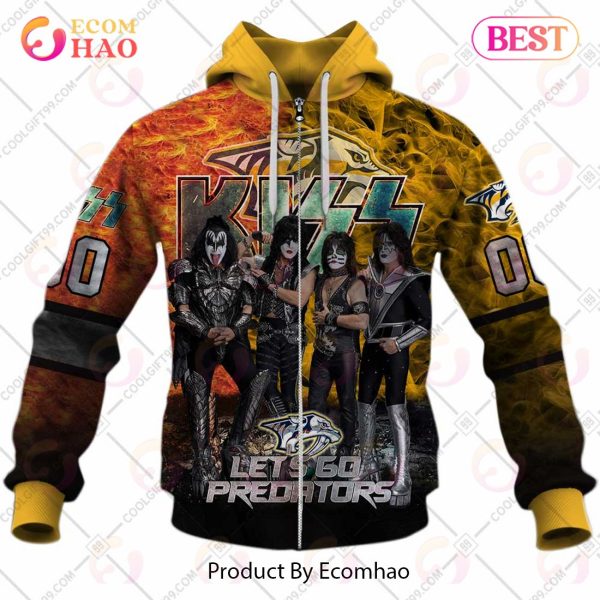 Personalized NHL Nashville Predators Special Design With Kiss Band Hoodie All Over Print