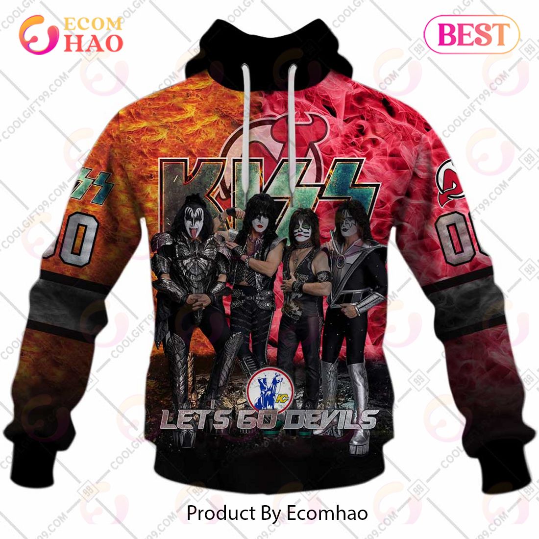 Personalized NHL New Jersey Devils Special Design With Kiss Band Hoodie All Over Print