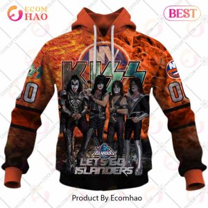 Personalized NHL New York Islanders Special Design With Kiss Band Hoodie All Over Print