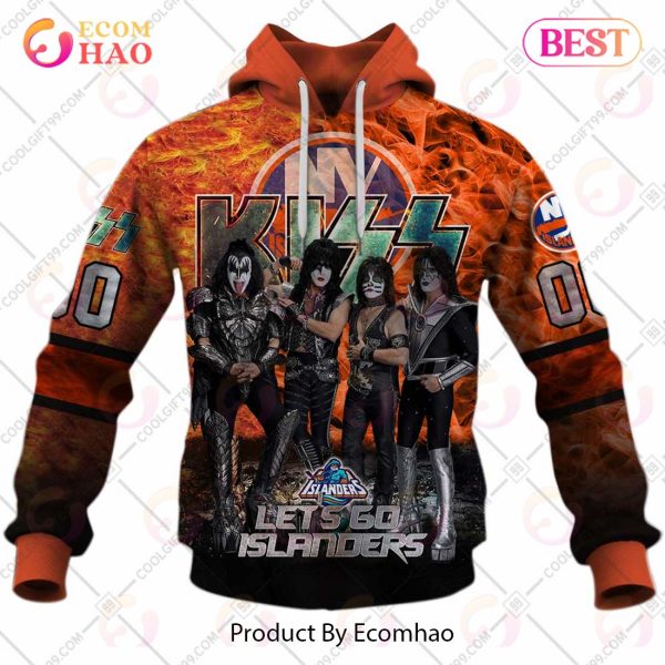 Personalized NHL New York Islanders Special Design With Kiss Band Hoodie All Over Print