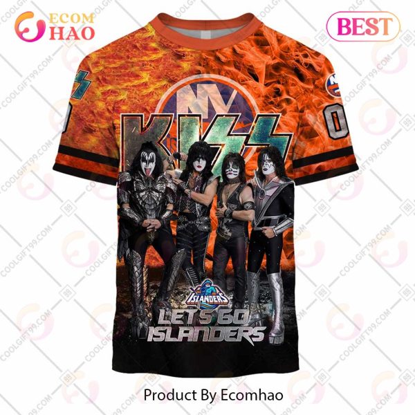 Personalized NHL New York Islanders Special Design With Kiss Band Hoodie All Over Print