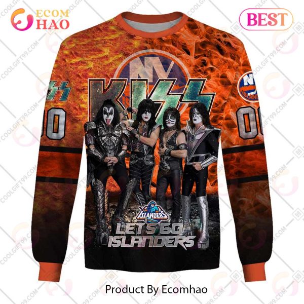 Personalized NHL New York Islanders Special Design With Kiss Band Hoodie All Over Print