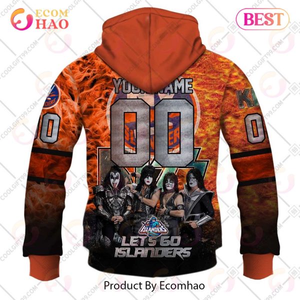 Personalized NHL New York Islanders Special Design With Kiss Band Hoodie All Over Print