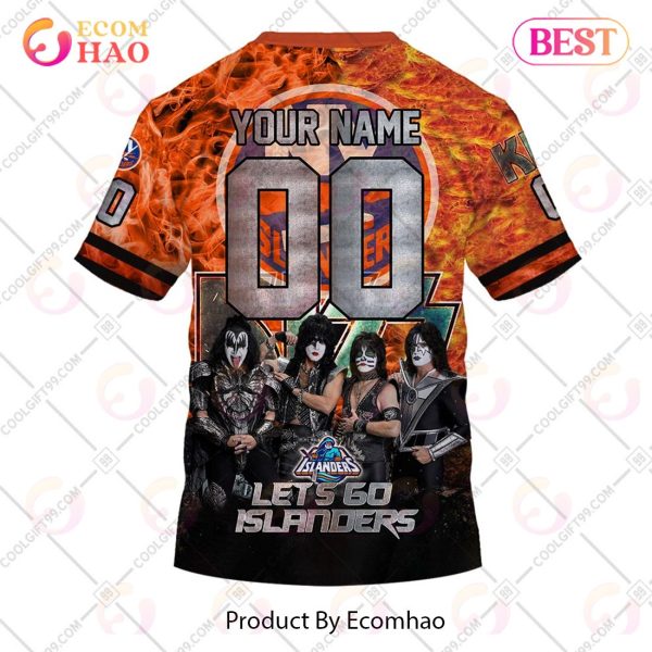 Personalized NHL New York Islanders Special Design With Kiss Band Hoodie All Over Print