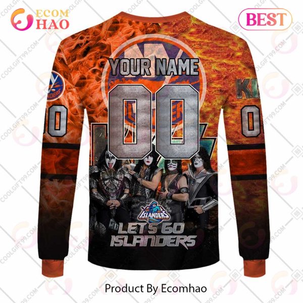 Personalized NHL New York Islanders Special Design With Kiss Band Hoodie All Over Print