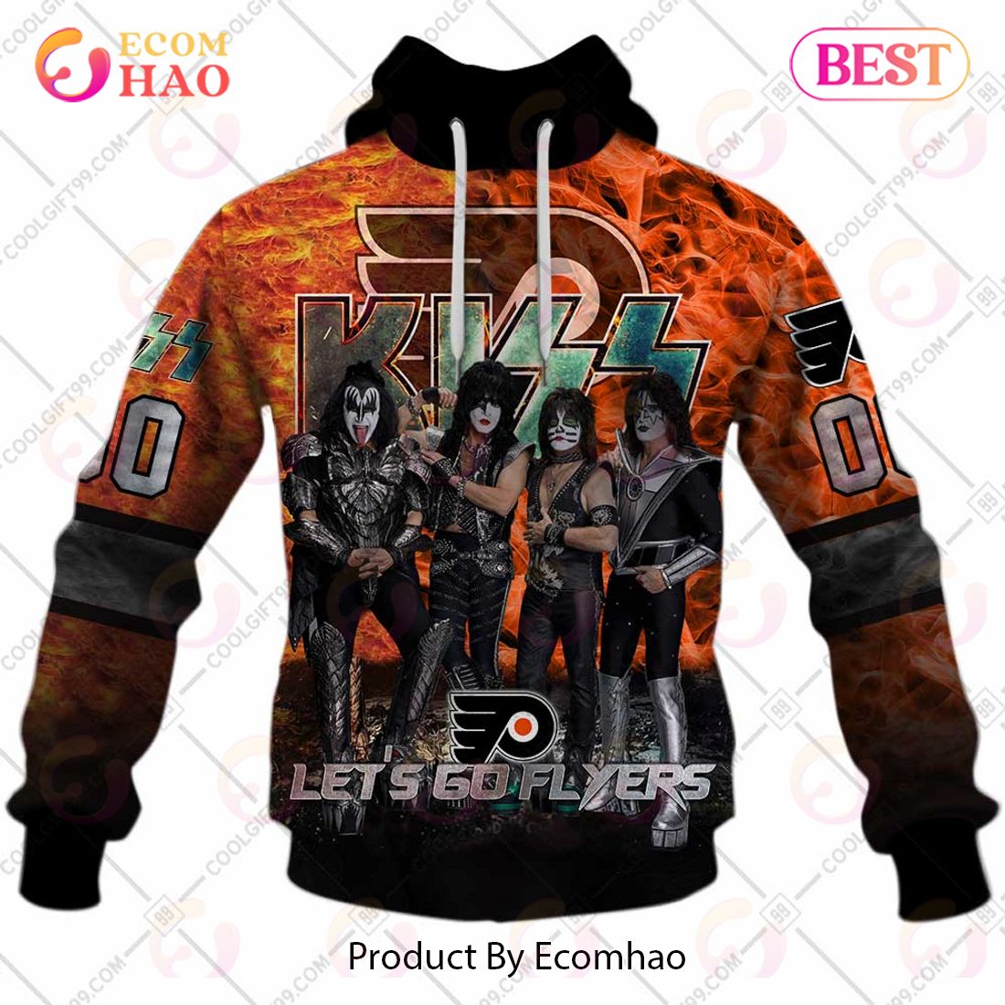 Personalized NHL Philadelphia Flyers Special Design With Kiss Band Hoodie All Over Print