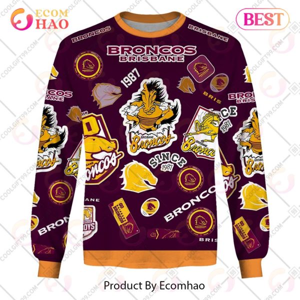 Personalized NRL Season Logo Brisbane Broncos Hoodie All Over Print
