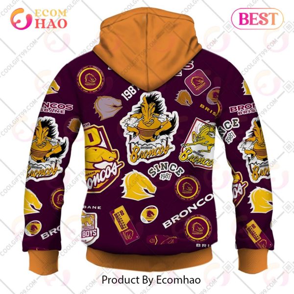 Personalized NRL Season Logo Brisbane Broncos Hoodie All Over Print