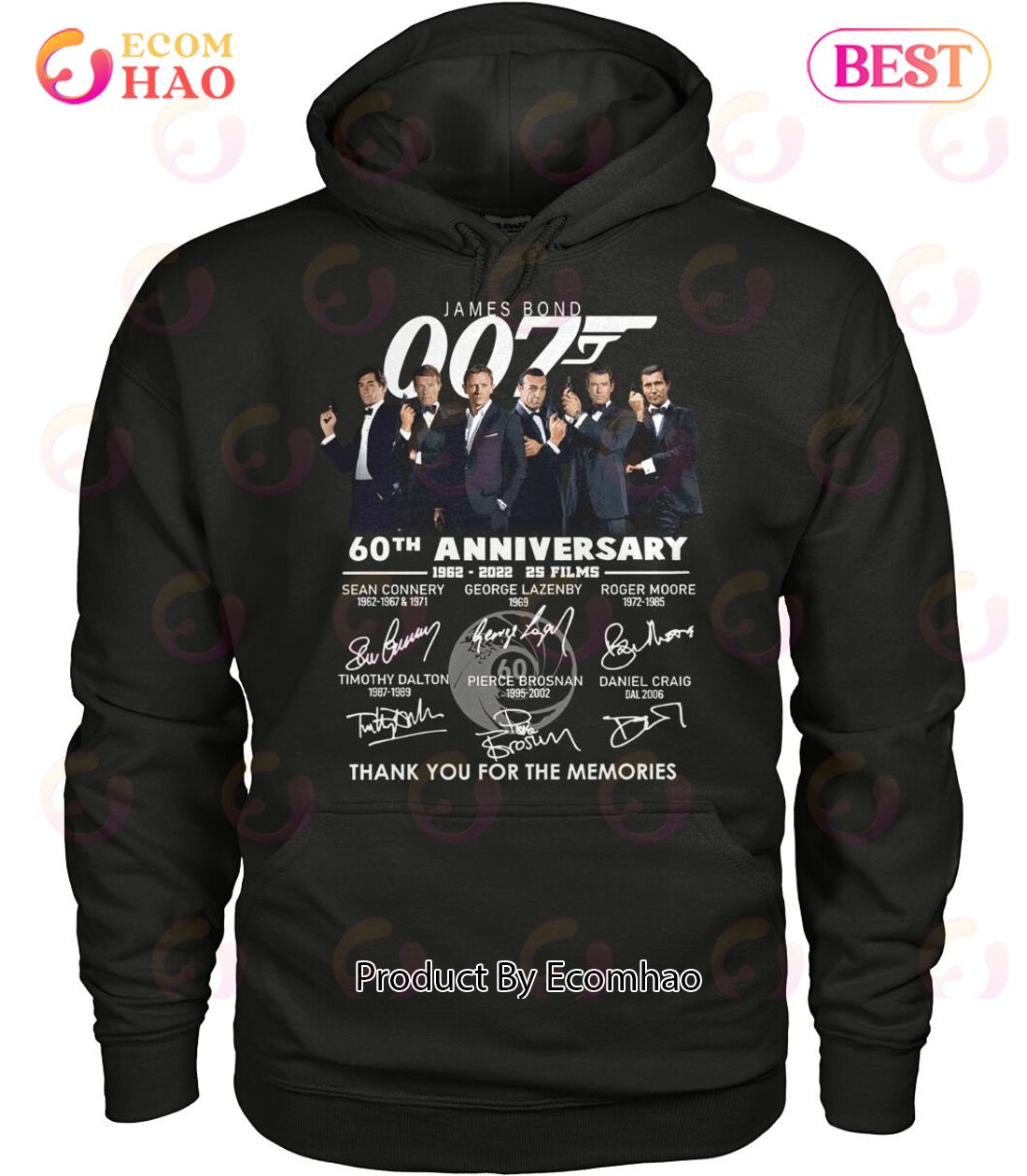 James Bond 007 60th Anniversary 1962 – 2022 25 Films Thank You For The Memories T-Shirt