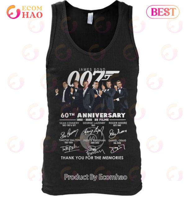 James Bond 007 60th Anniversary 1962 – 2022 25 Films Thank You For The Memories T-Shirt